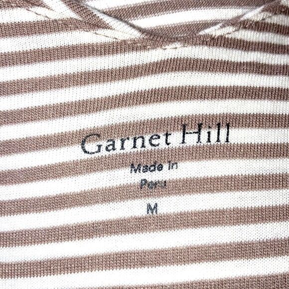 GARNET HILL Pima Cotton Modal Taupe Striped Tiered Tunic Tank Womens Medium - Picture 5 of 7